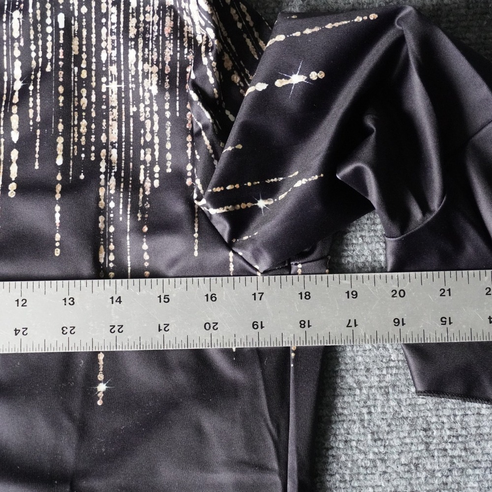 Black‎ Gold Sparkle Shimmer Kimono Jacket Open Front Bell Sleeve M - Picture 6 of 8